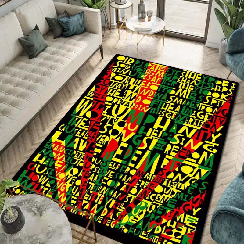 Bob Marley Music Print Flannel Area Rug Non‑Slip Floor Mat For Couch Bedroom Game Room Living Room Home Holiday Decor Gift