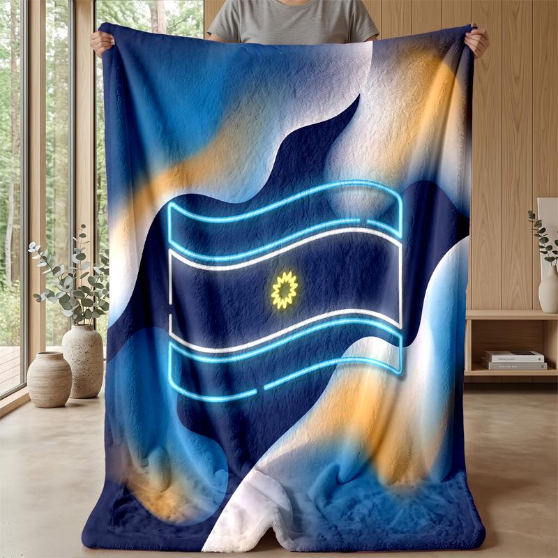Argentina Football Printed Flannel Blanket Skin Friendly Warm Decorative Throw for Indoor Couch Bed Daily Use