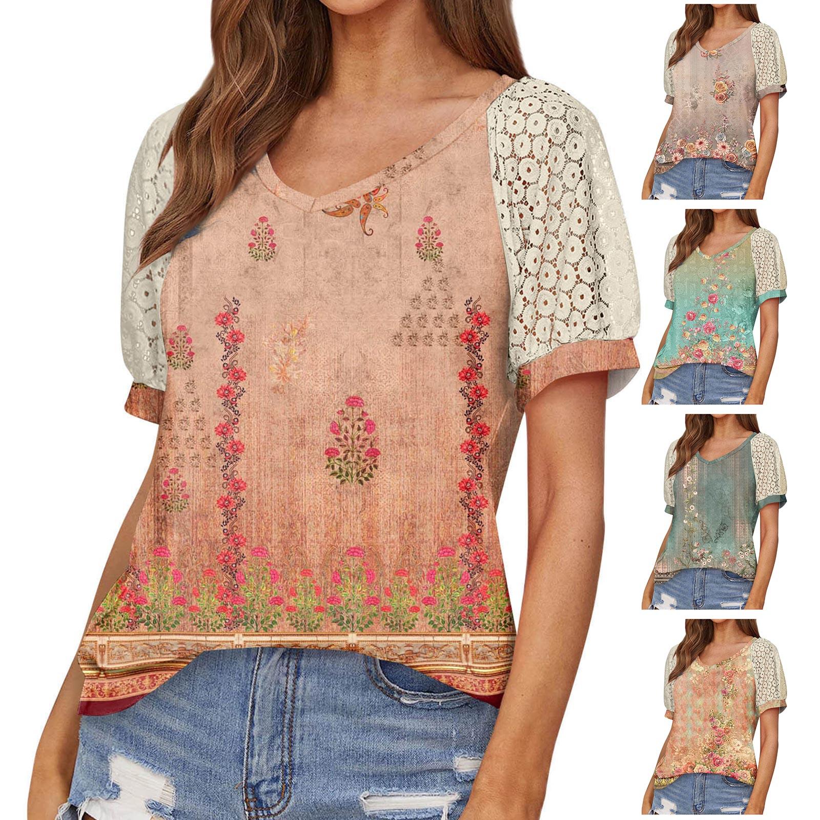 

Летняя кружевная рубашка с вырезом и коротким рукавом, футболка с v-образным вырезом, нарядный реглан, удобные хлопковые уличные повседневные топы
