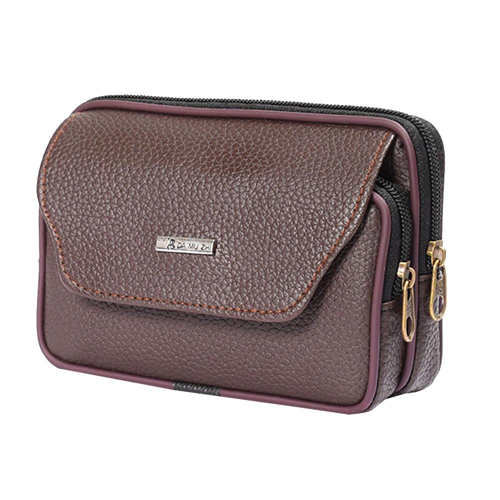 Leather Belt Bag Casual Fashion Men Credit Card Slots Multifunctional Waist Packs for Travel Walking Running Hiking Cycling
