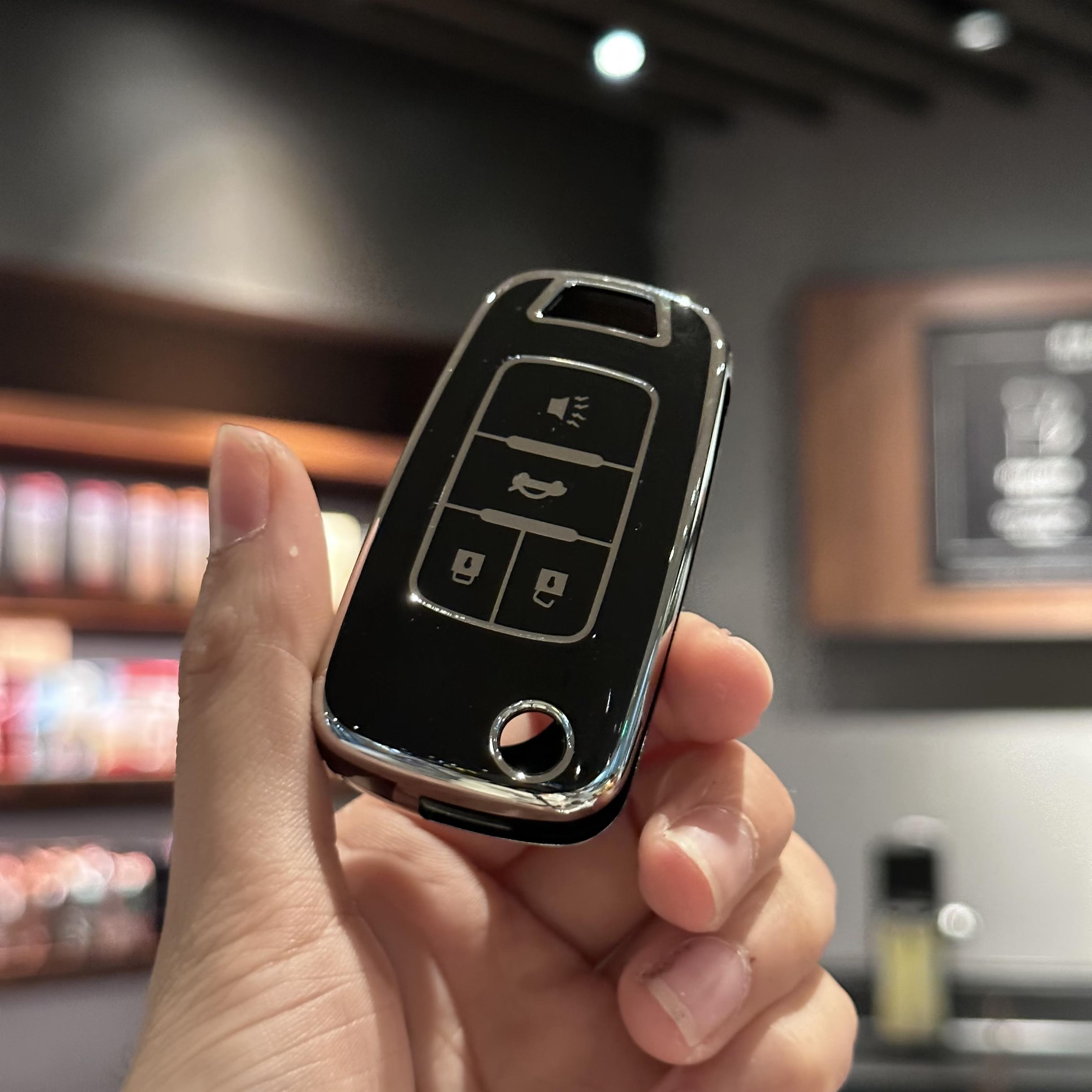 

Чехол для ключей от машины, брелок для Chevrolet Impala Camaro Cruze Equinox Malibu Sonic GMC Terrain Buick Regal Verano 2010-2019 гг. чёрный