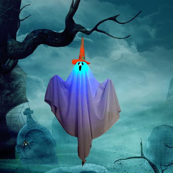 

Подвеска-призрак на Хэллоуин, светодиодная жуткая елка, висящая жуткий жуткий белый призрак, в помещении, на улице, во дворе дерева, на крыльце, светится в темноте, летающий призрак, товары для декора