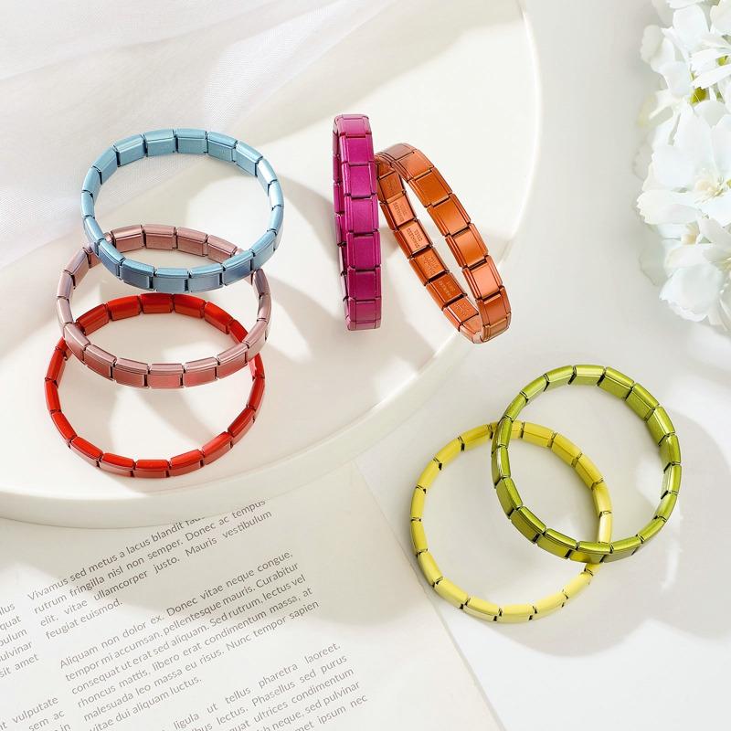 Y2K Fashion Colorful High Quality 9mm Width Elastic Italian Charm Links Chain Stainless Steel Bracelet Bangle Jewelry DIY Making