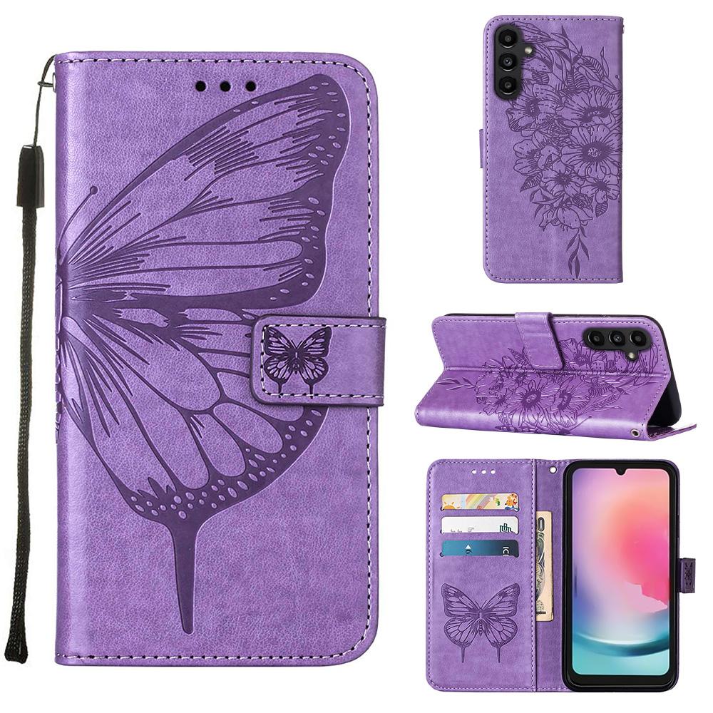 Wallet Bags Butterfly Flip Cover Flower Magnetic Leather Case For Samsung Galaxy A16 A06 A05 A15 A25 A35 A55 5G A05S A36 A56 A26