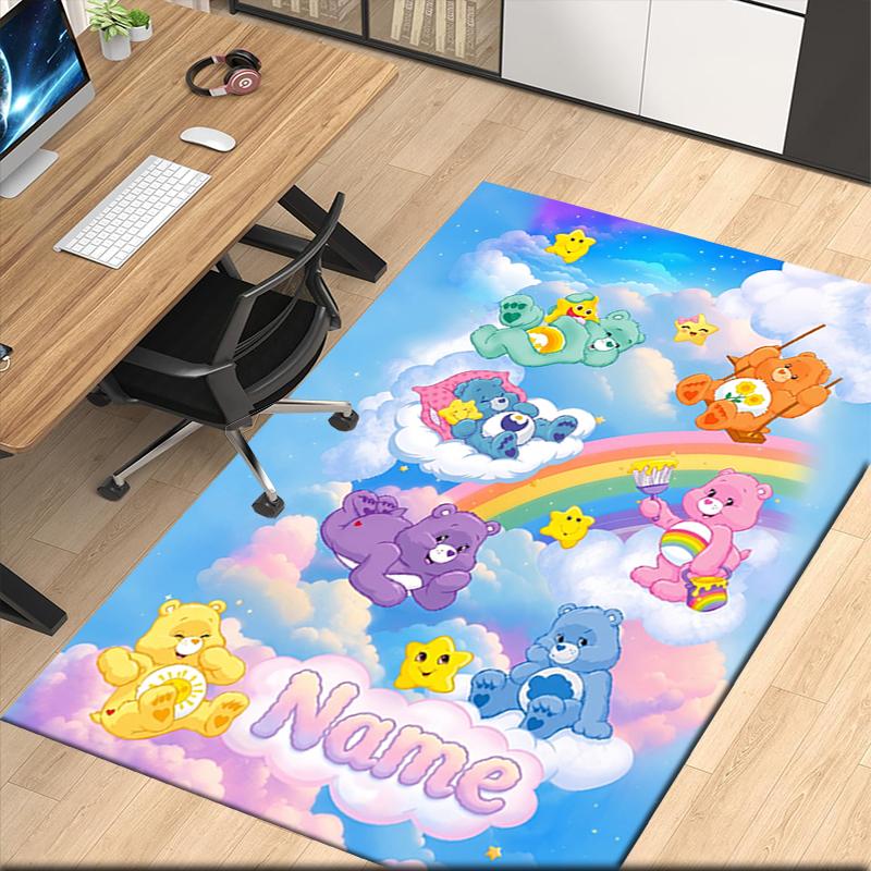 Custom Name Bear Printed Carpet Rug For Office Chair Living Room Bedroom Kitchen Room Decor Gifts