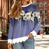 Women's Casual Comfortable Floral Print Long Sleeve Top for Fall and Winter Wear