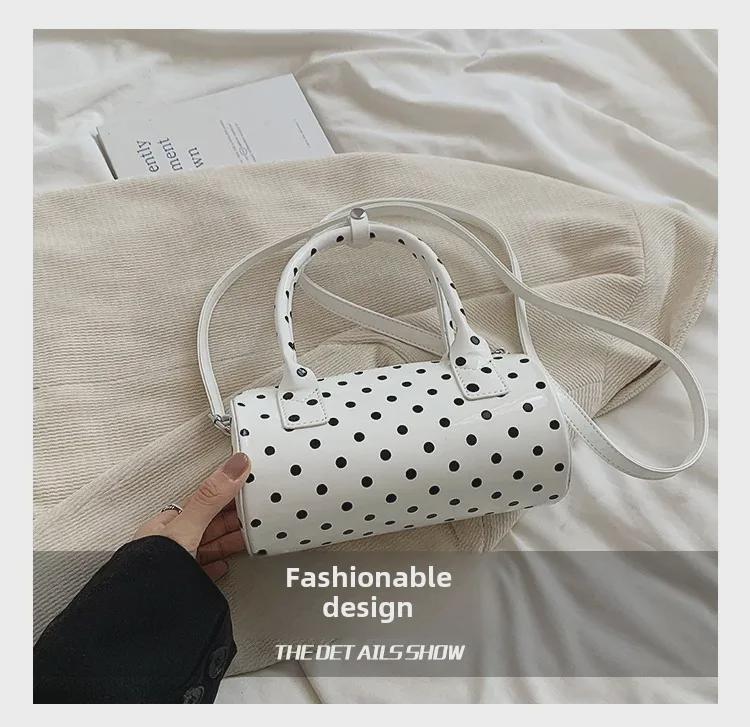 2024 Polka Dot Boston Patent Leather Shoulder & Crossbody Bag for Women
