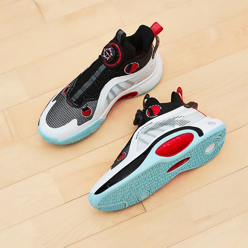 Anta Kids Non-Slip Shock Absorbing Wear-Resistant Low-Top Basketball Shoes Kids sneakers White Black 312411109-3
