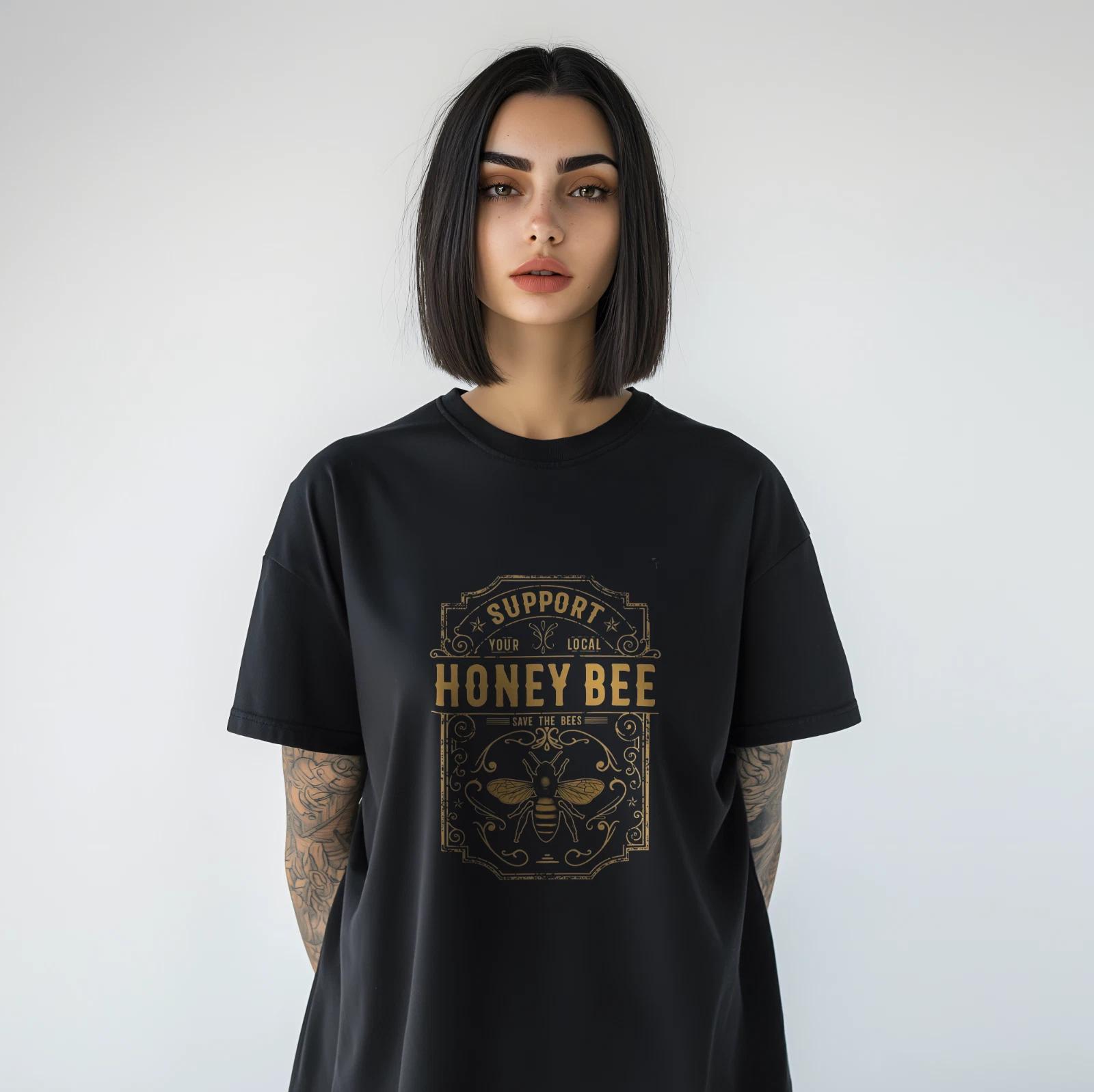 Support Your Local Honey Bee T-Shirt – Save The Bees Graphic Tee A229 L