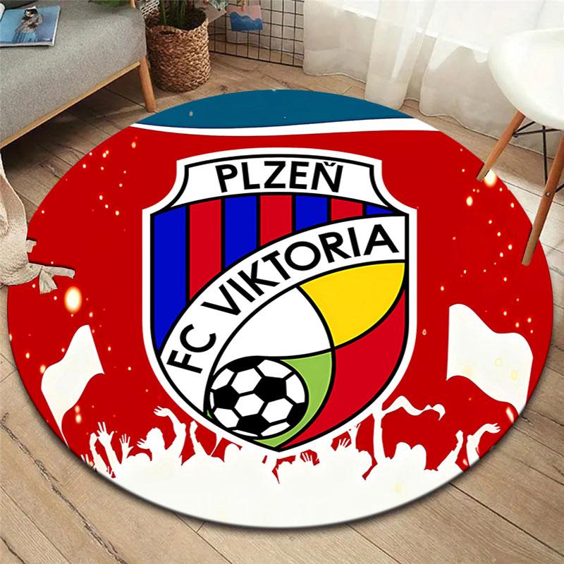 FC Viktoria Plzen Round Area Rug,Carpet Rug for Living Room Bedroom Sofa Playroom Decor,Non-slip Floor Mat