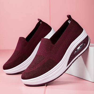 Women's Shoes Casual Sneaker Mesh Breathable Casual Light Travel Shoes Summer Thick Soles Swing Fly Woven Mother Shoes