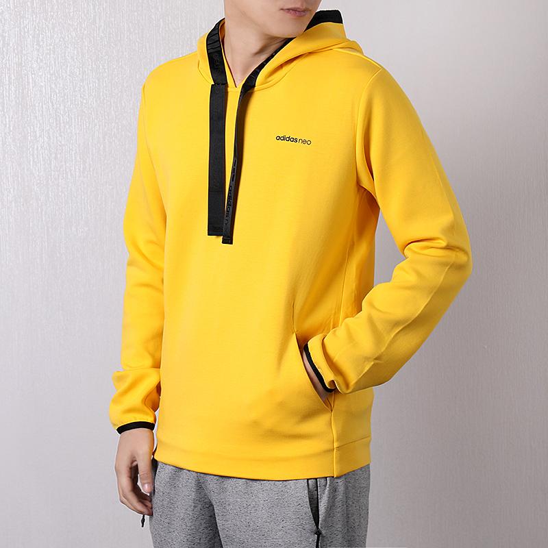 adidas Neo Casual Sport Hoodie Pullover Men Tops Yellow DW8141