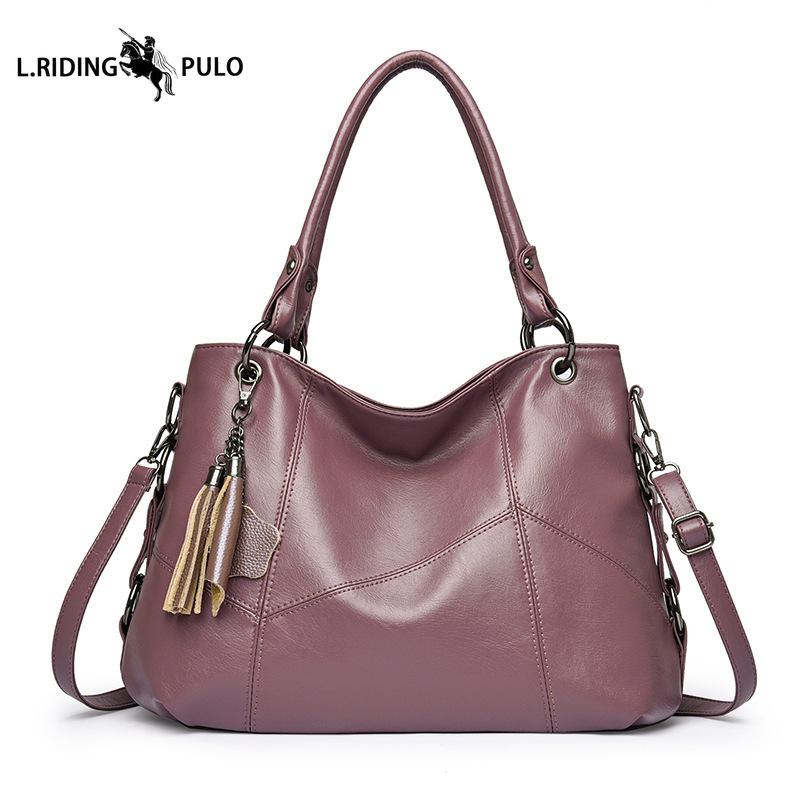 New Women's Crossbody Bag, Large Capacity, Soft Leather, Mom Bag, European and American Style, Shoulder Bag, Tassel Tote Bag