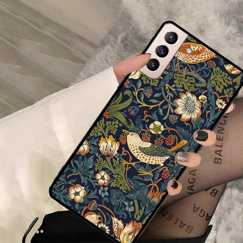 William Morris Strawberry Thief Case For Samsung Galaxy S20 FE S8 S9 S10 Note 10 Plus Note 20 S21 S22 Ultra Back Cover