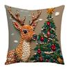 VIKAMA Faux Embroidery Christmas Pillow Cover Deer Santa Gnome Snowman Sleigh Cabin Cushion Case For Living Room Sofa Home Decor