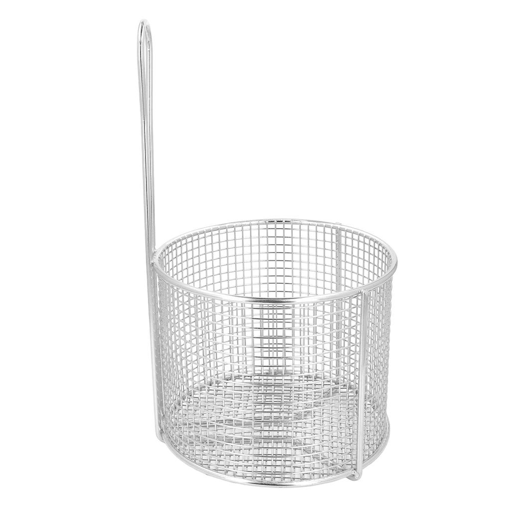 Frittierkorb aus Edelstahl, wiederverwendbar, rund, für Pommes Frites, mit Griff zum Frittieren und Servieren