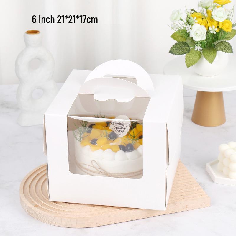 White Windowed Birthday Cake Box (3-8 inches) - Handheld Baking Packaging
