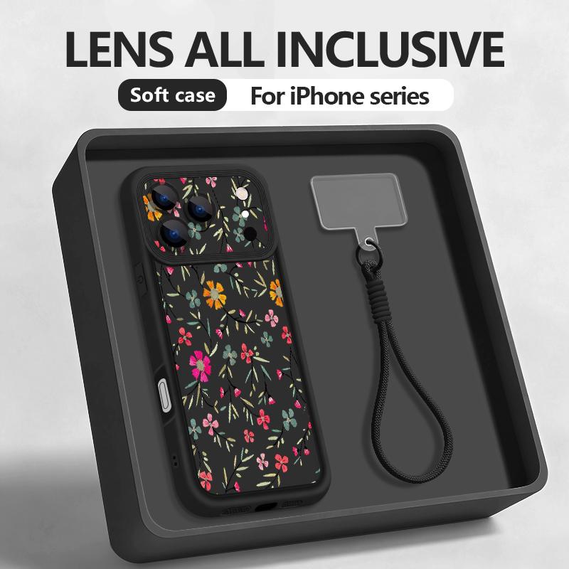 Cartoon Daisies Flower Pattern Lanyard Case For iPhone 17 Pro Max iPhone 16 15 Pro Max 14 13 11 16E 17E Shockproof Bumper Wristband Cover