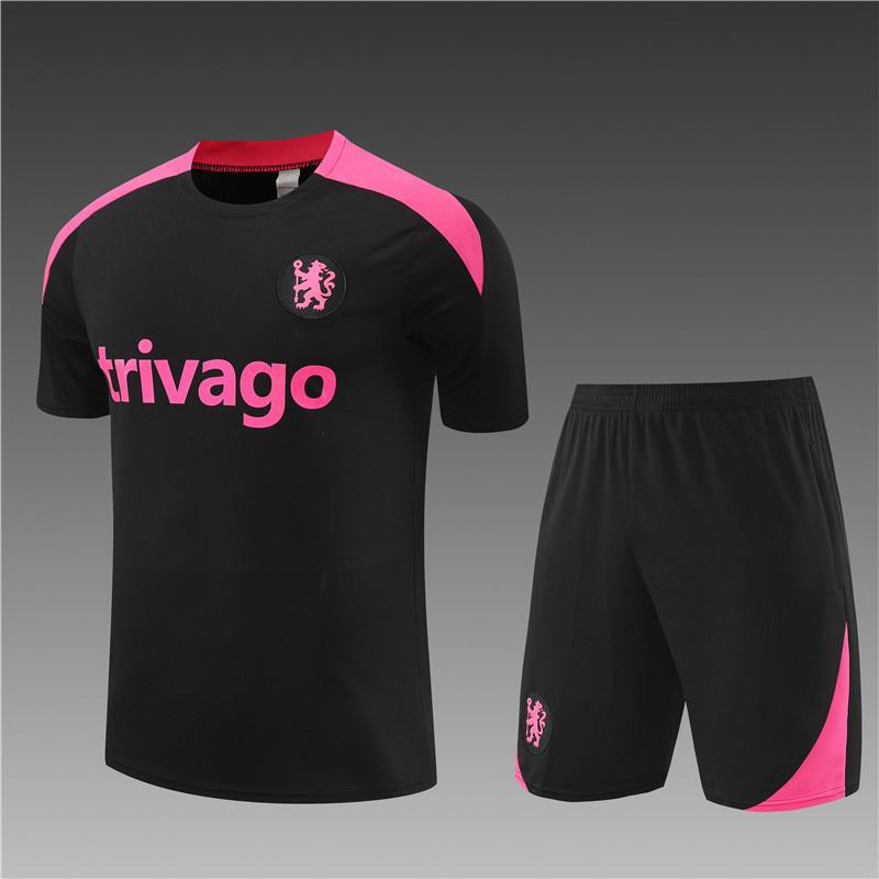 Chelsea Football Jersey Game Training Jersey Set Autumn And Winter Semi-Pull Pre-Game Warm-Up Jersey Children'S Short Sleeves