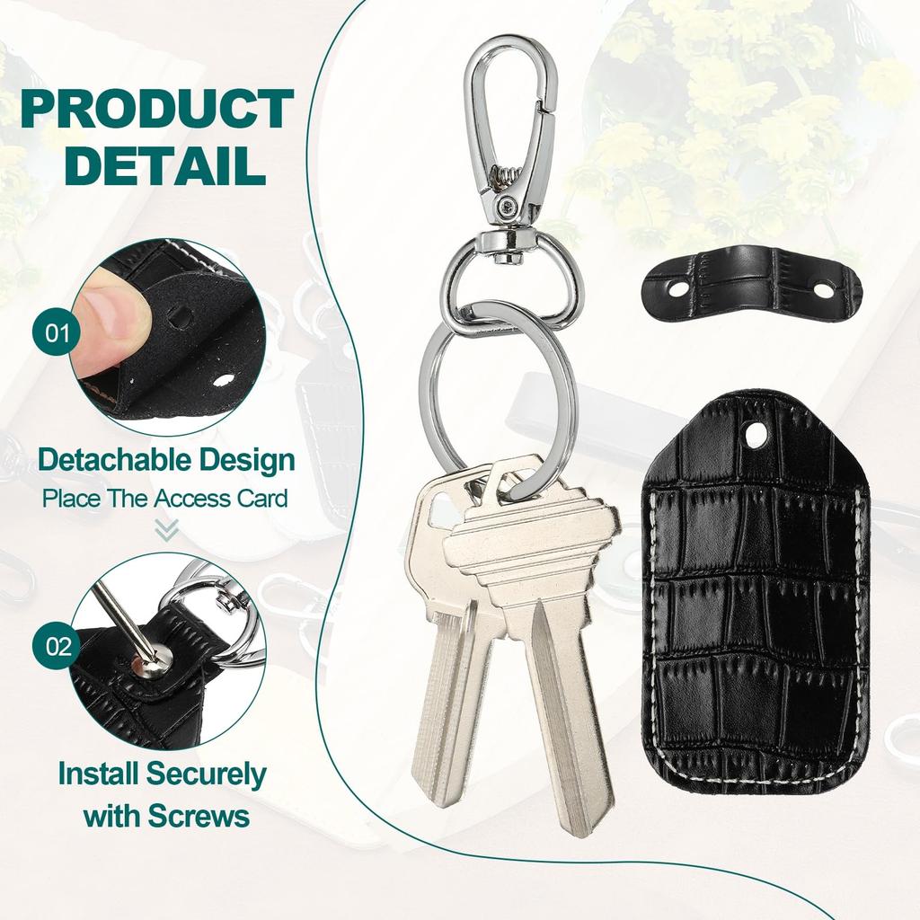 [PATIKIL] Leather Key Fob Key Cover RFID Key Fob Protector 1.57"x0.14" Black