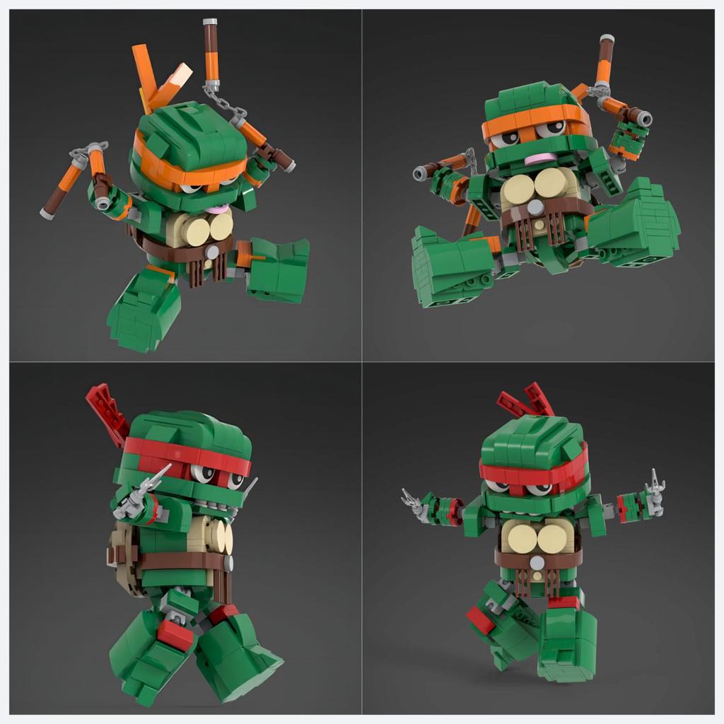 MOC Animated Movie Figures Turtle Mecha Model 1987 Violent Tortoise Warrior Mini Doll Building Block Kid Toy Adult Birthday Gift