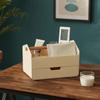 Large Capacity Desktop Storage Box with Drawer Wooden Handle Cosmetic Basket Plastic Space Saving Stationery Organizer Bedroom