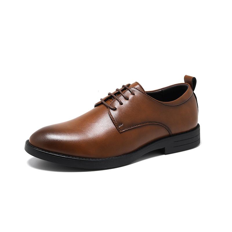 

2025 leather shoes trend fashion business casual shoes British lace-up men s shoes dress shoes 25851-R 44 світло-коричневого кольору