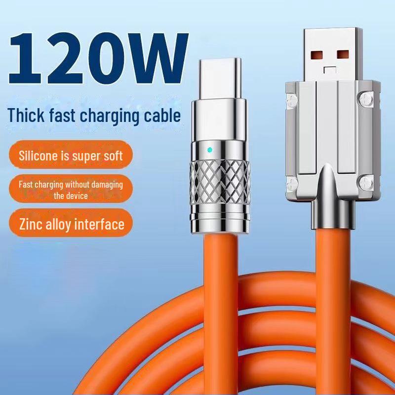 JIKE 120W 3-in-1 Super Fast Charging Cable for Apple, Huawei, Type-C, Android Devices