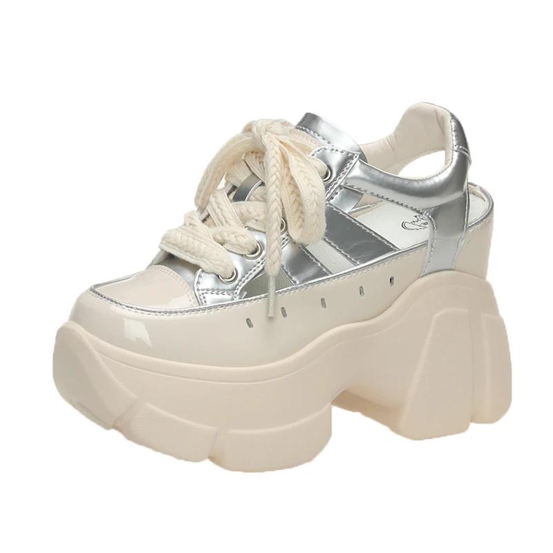 Fashion Ladies Shoes 2025 Brand Lace-up Women's Sandals Fashion Hollow Out Casual Sandals Women Hot Sale Baotou Platform Slipperszapatos