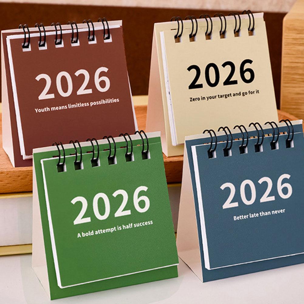 2025.6-2026.12 Mini Simple Calendar Creative Coil Calendar Planner Small Desk Calendar Desktop Decoration Office Stationery