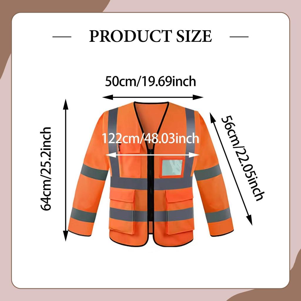 Reflective Vest Clothing Long Sleeved for Men Women Comfortable High Visibility Vest for Security Paving Traffic Landscaping