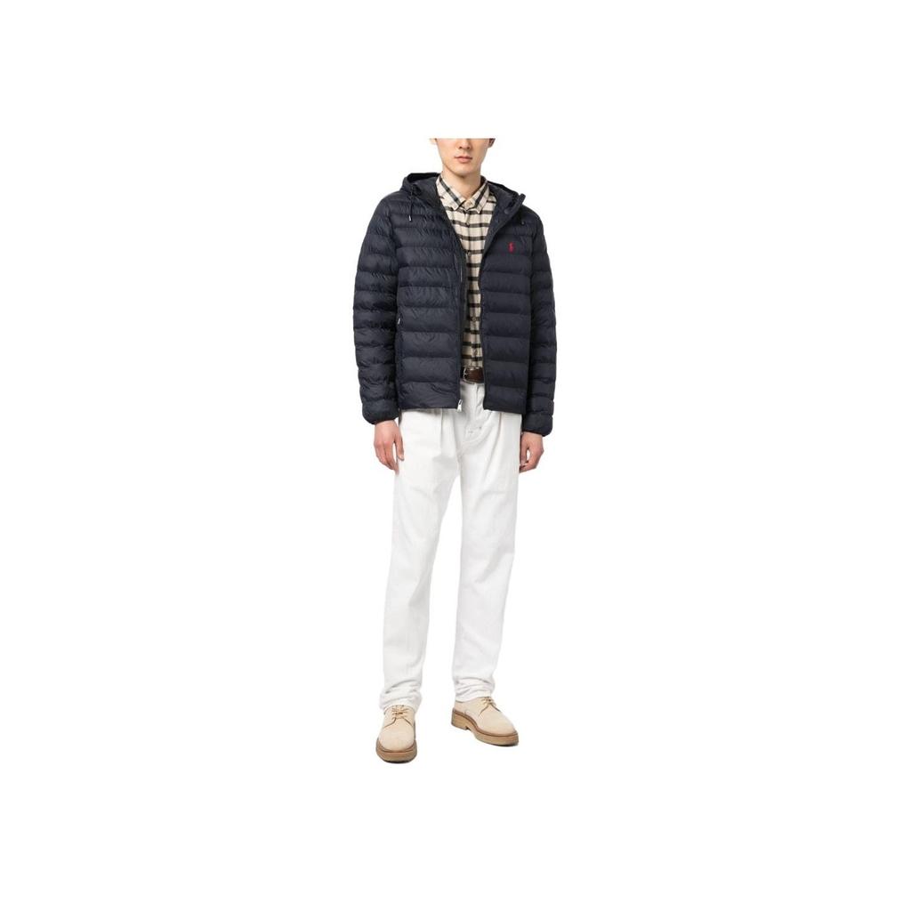 Polo Ralph Lauren SS23 Solid Color Logo Embroidered Quilted Pilot Cotton Jacket Men jackets Navy-Blue 710847097-004