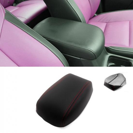 LHD/RHD Center Armrest Lid Box Black Leather+Red Cover For 2016-2018 Toyota RAV4