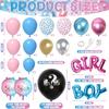 109Pcs Gender Reveal Decorations Boy or Girl Gender Reveal Party Supplies Including Balloons Tablecloths Backdrop Cake Toppers Fringe Curtains Tissue