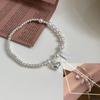 PANJBJ 925 Sterling Silver Double Layer Pearl Bracelet for Women Girl Design Bead Korean Sweet Jewelry Dropshipping