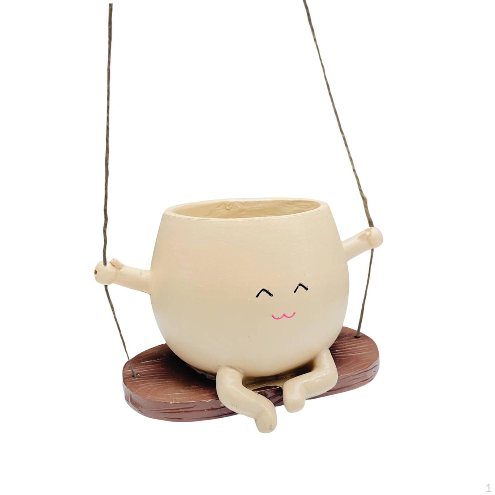 

Подвесной цветочный горшок, ваза для растений, декоративная, кашпо из смолы, скульптура улыбающегося лица для сада S