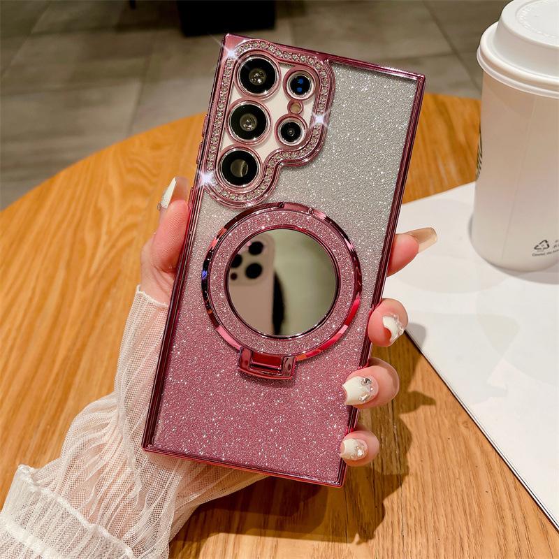 Samsung S26 Ultra Rhinestone Glitter Magnetic Phone Case Stand: Anti-drop, Soft, New