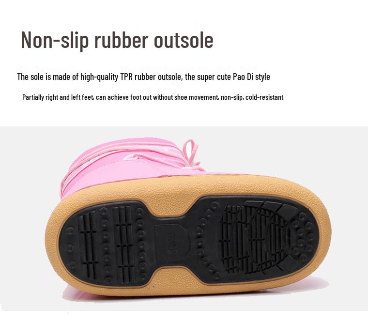 Y025 Trendy 2025 Winter Skiing Space Boots: Stylish Round Toe, Mid-Calf Women's Snow Boots, Thickened Moon Shoes.