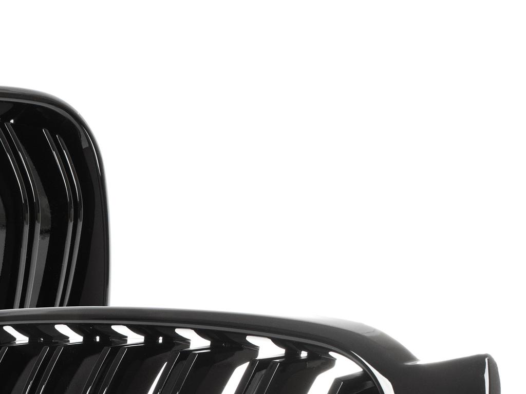 BMW X3 F25 14-17 griglie tra i fari (reni) set sinistra + destra DOPPIA BARRA NERA LUCIDA