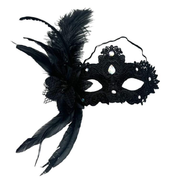 Kunststofffeder Strasssteine Maske Halloween Party Zubehör Leichtes Design Für Cosplay Und Soziale Veranstaltungen