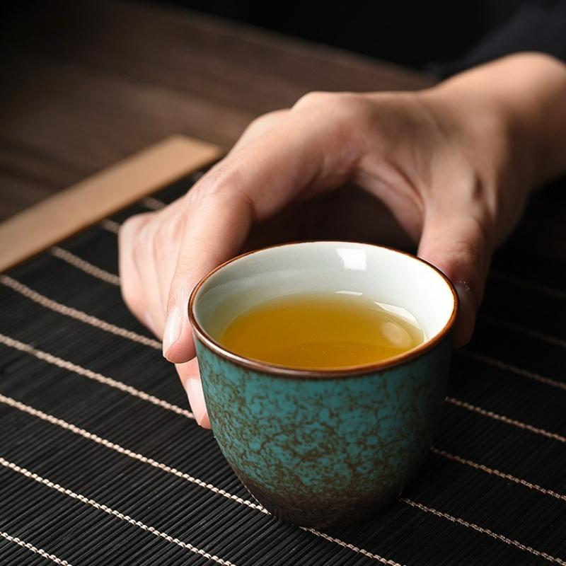 Tekopp i japansk stil Keramisk turkos glasyr Tekoppar Kung Fu-koppar Traditionella kinesiska Värmebeständiga Retrokoppar och muggar