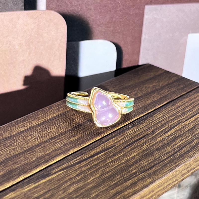 2026 Sweet and Cool Colorful Drip Glaze Temperament Court Style Retro Ring Female Flower Niche Ring