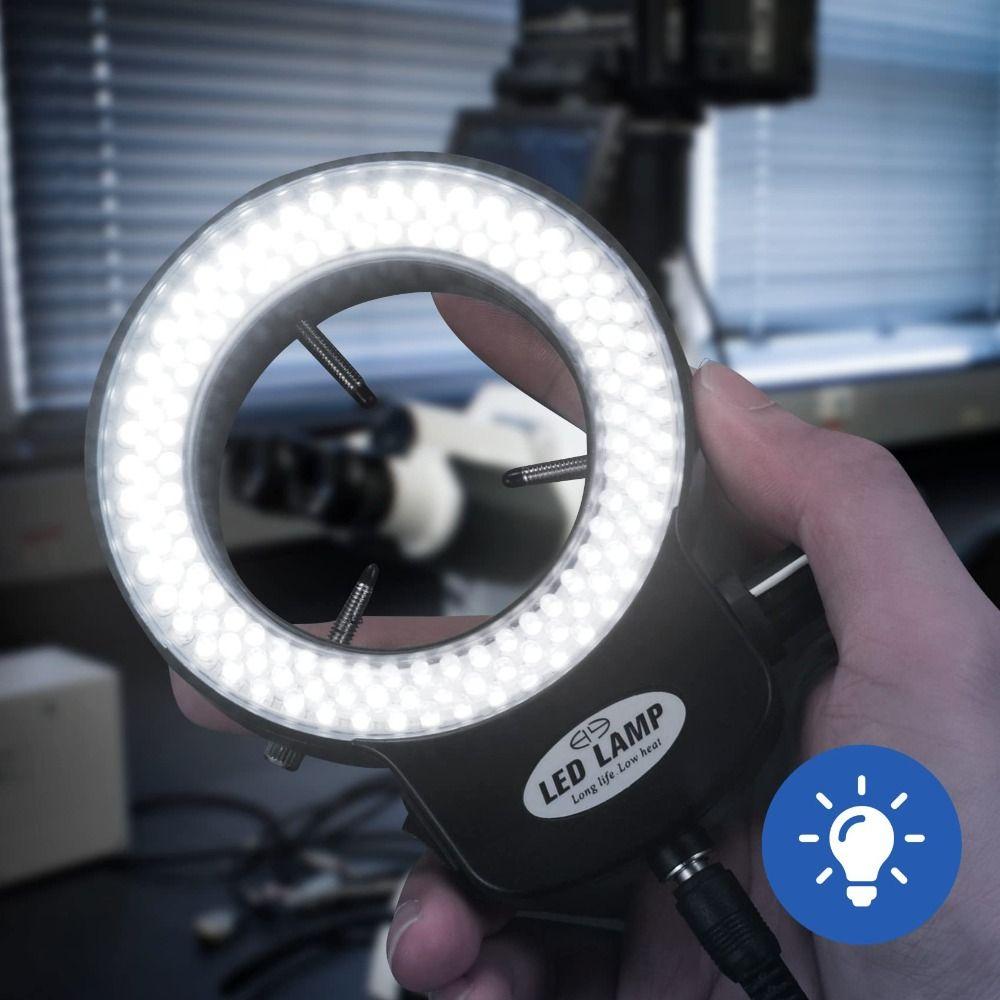 Adjustable 144 LED Ring Light Black White Microscopes Protective Cover  Microscope