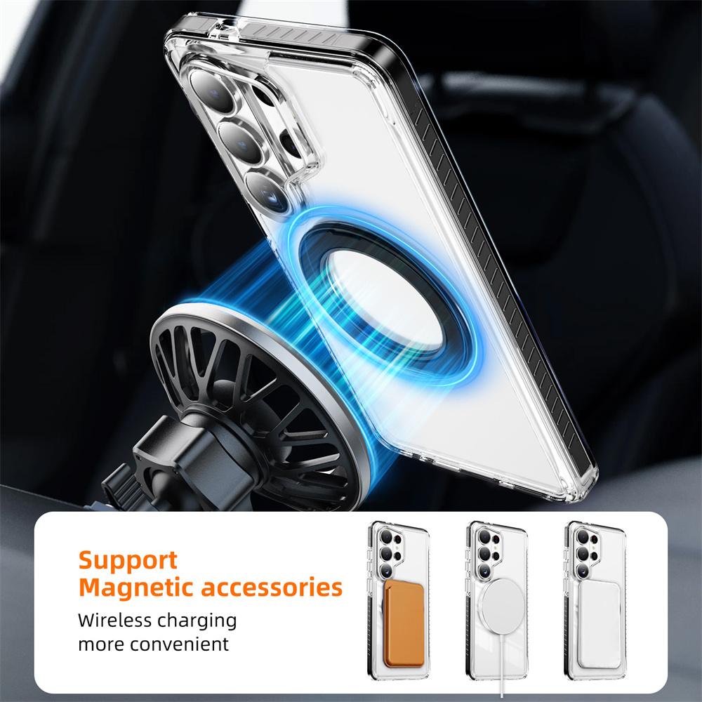 Highly Transparent Folding Magnet Stand Magnetic Phone Case For Samsung S26 Ultra S26 Plus Anti-Slip Frame Bumper Armor Cover