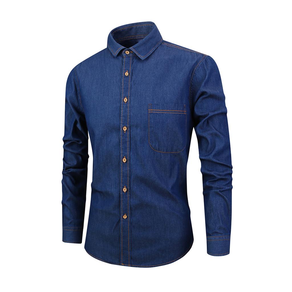 Men's Tight-fitting Denim Shirt Men's Long-sleeved Retro Shirt Men's Denim Jacket