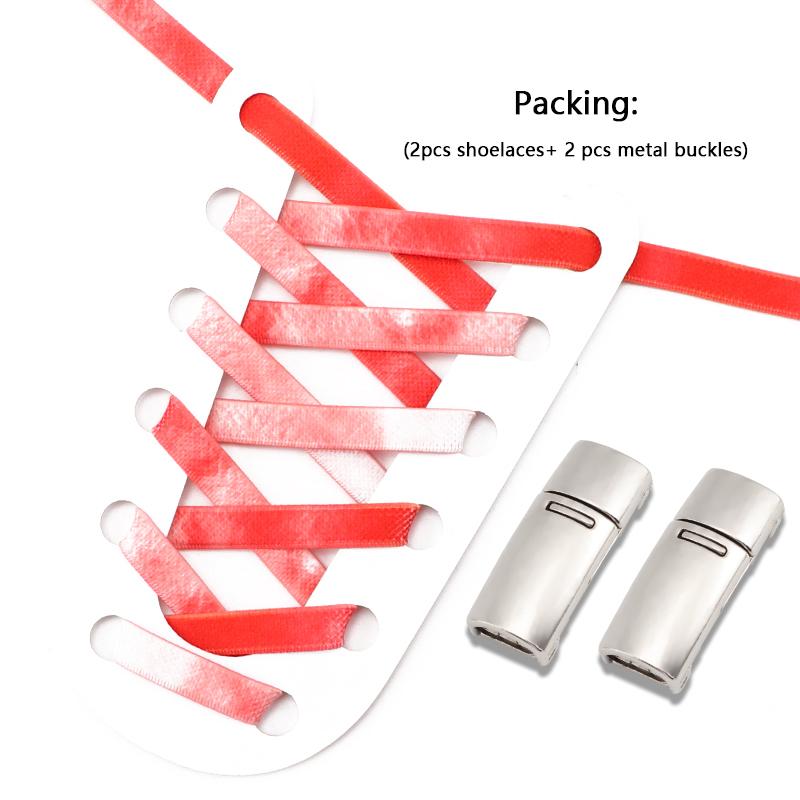 1 Pair No Tie Shoelaces Magnetic Metal Lock Elastic Shoe Laces Colorful Flat Leisure for Men and Women Lazy Shoelace Accessories