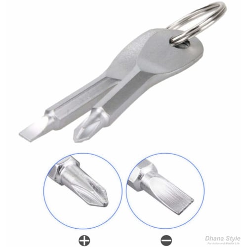 Portable Screwdriver Keychain, Portable Flathead and Phillips Screwdrivers with Carabiner Clip, Multi-Holder, Portable, EDC Keychain, Outdoor, Mini Po