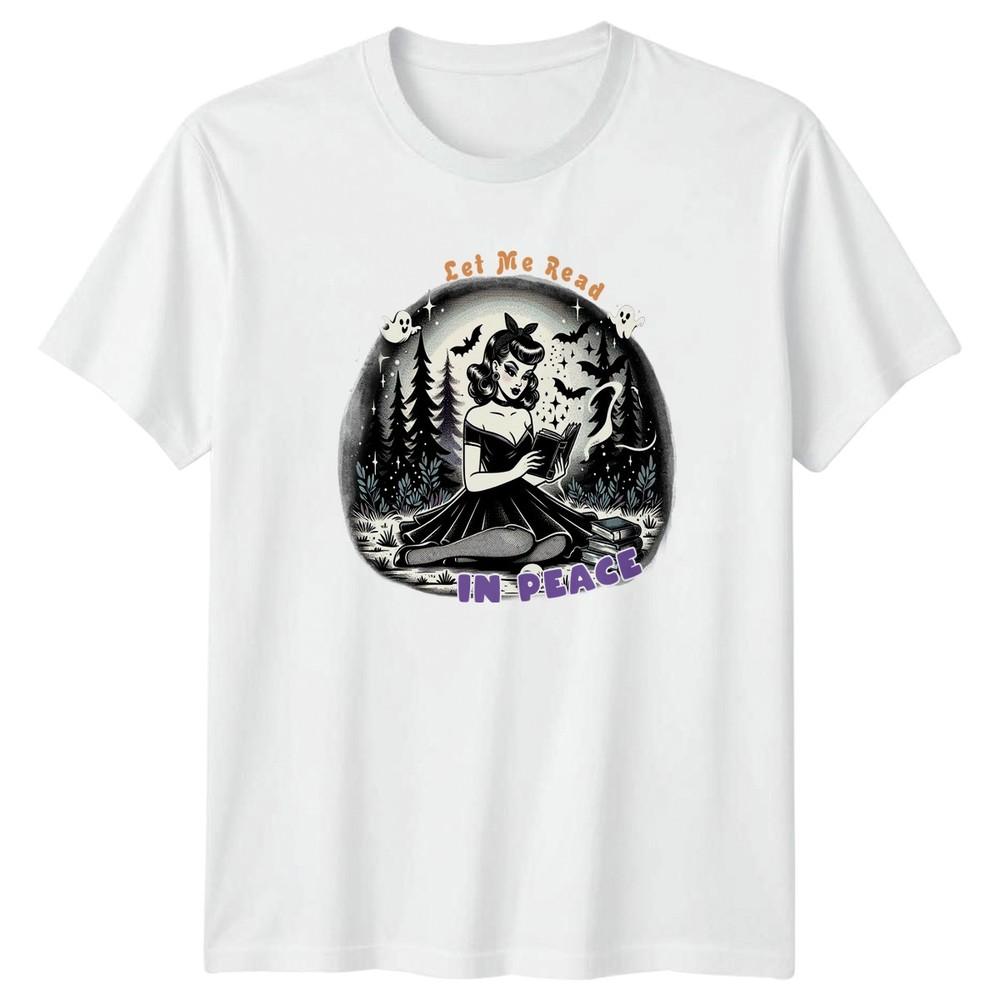 Let Me Read In Peace Unisexs TShirt Spooky Books Reading Halloween Gift For Her S