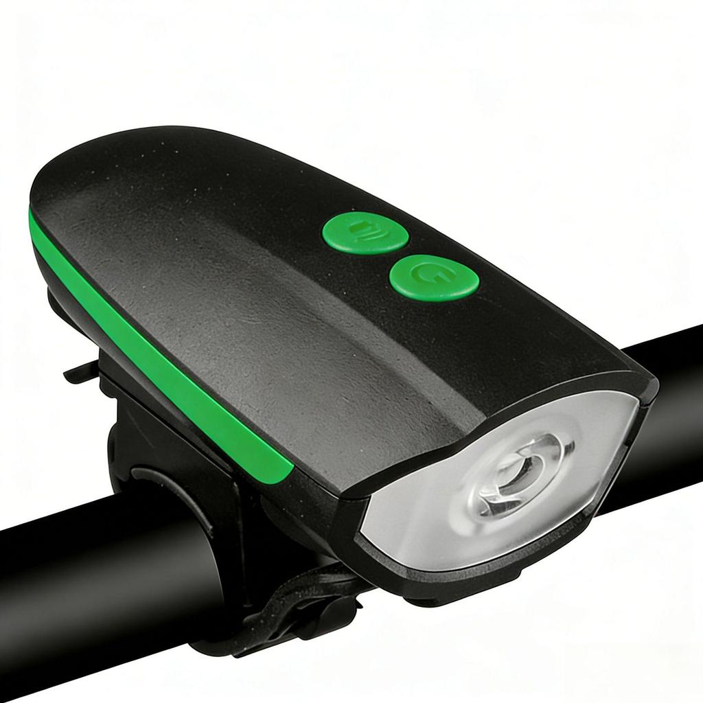 "USB Chargeable Bicycle Horn & Headlight for Night Riding - High-Brightness Warning Light for Mountain Bikes"