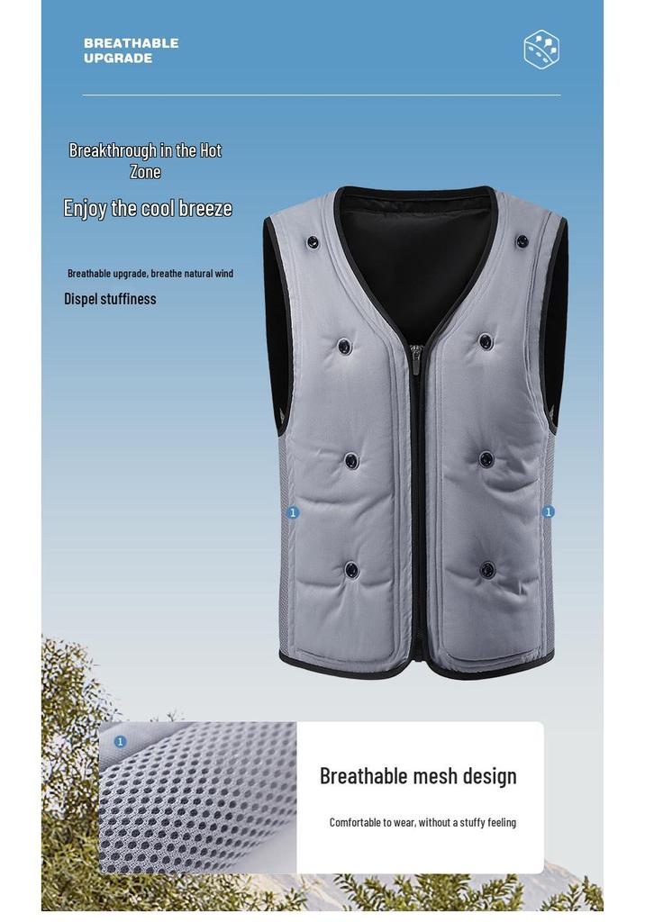 Kühlweste für Paare mit eingebauter Klimaanlage für den Sommer – Ideal für Außenarbeiten und Sonnenschutz.